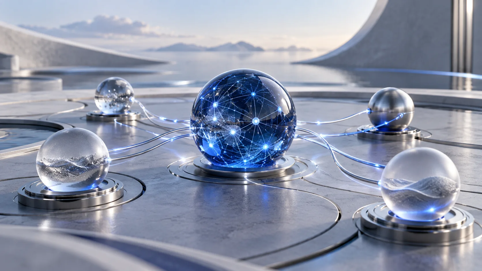 Conceptual illustration of connected digital platforms; not a depiction of an operating Zevunto service.